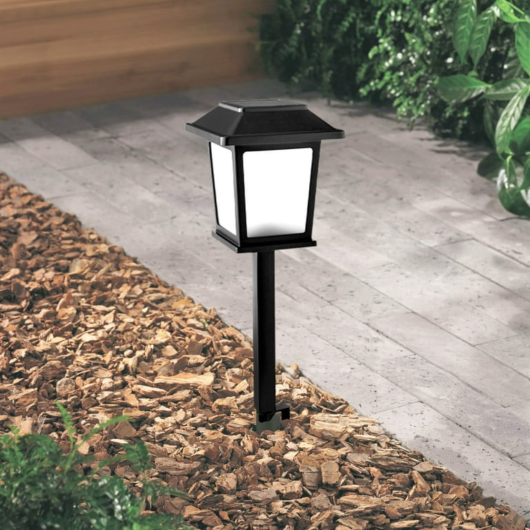 Better Homes & Gardens Solar Powered Square Matte Black LED Pathway Light, 30 Lumens, (2 Count) - Walmart.com