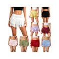 thumbnail image 3 of Womens Mini Skirt Lace Floral Tiered Ruffle Low Waist Side Drawstring Going Out Cake Skirts, 3 of 9