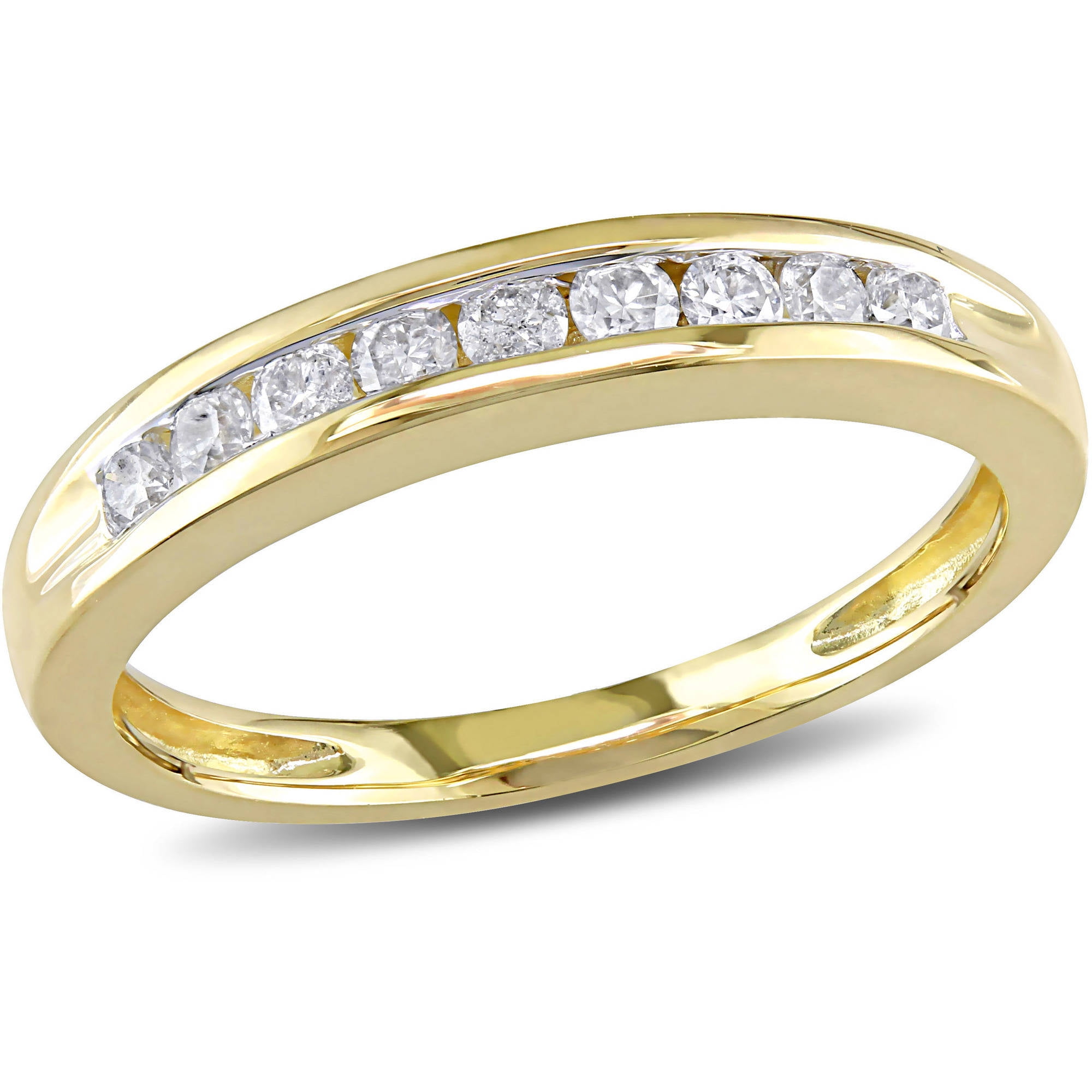 Miabella - 1/4 Carat T.W. Diamond 10kt Yellow Gold Anniversary Ring ...