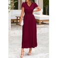 thumbnail image 3 of Vestido largo PRETTYGARDEN para mujer, cuello en V, manga corta con volantes, verano, 3 of 8