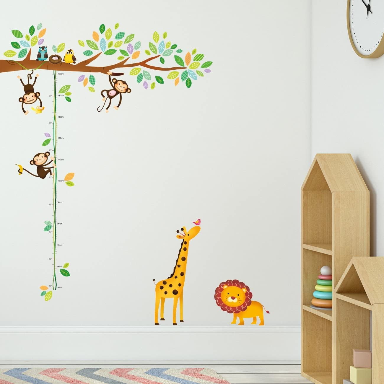 Amerteer Giraffe & Monkeys Kids Height Wall Chart | Peel & Stick Nursery Wall Decals for Baby Bedroom, Toddler Playroom