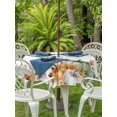thumbnail image 2 of Outdoor Tablecloth with Umbrella Hole and Zipper, Green Orange Fall Round Table Cloth 54 Inch Waterproof Tablecloth, Pumpkins Botanical Thanksgiving Picnic Table Cover for Patio Camping, 2 of 7