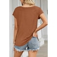 thumbnail image 4 of Merokeety Womens Summer Top Cap Sleeve Crewneck Loose Fit T Shirt Brown m, 4 of 5