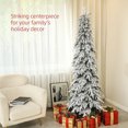 thumbnail image 4 of HOMCOM 7ft Flocked Pencil Christmas Tree with Auto Open, Steel Base, 4 of 10