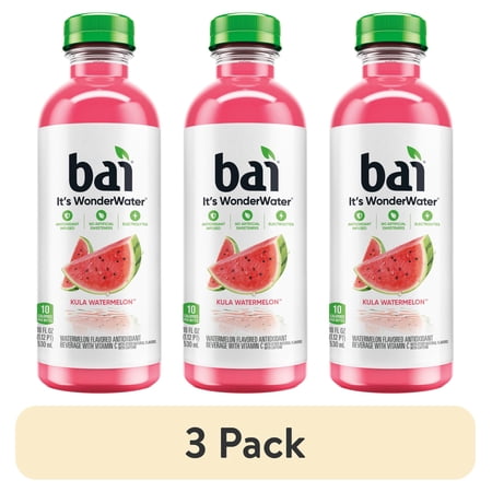 (3 pack) Bai Kula Watermelon Antioxidant Infused Water Beverage, 18 fl oz, Bottle