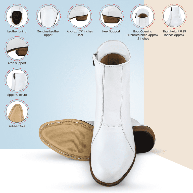 LIBERTYZENO Men's Genuine Leather Ankle Dress Boots with Side Zipper, White, Arch Support and Cuban Heel - Walmart.com LIBERTYZENO Men's Genuine Leather Ankle Dress Boots with Side Zipper, White, Arch Support and Cuban Heel - Walmart.com