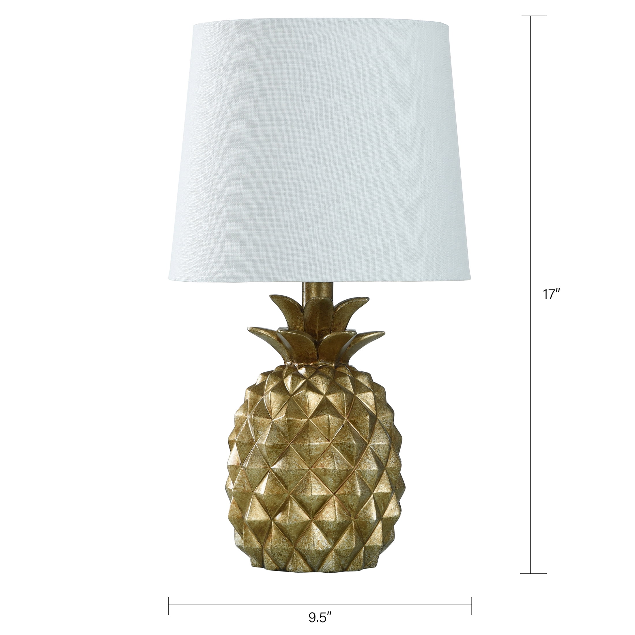 klauw maat Wereldwijd Mainstays Distressed Pineapple 17” Table Lamp with Empire-Style Shade,  Textured Gold - Walmart.com