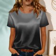 thumbnail image 2 of Satin Blouse for Women Gradient Business Casual Outfit Short Sleeve Tops Crewneck Tshirt Silk Shirt Summer Clothes, M, 2 of 7