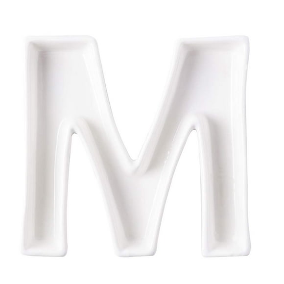 Coffeezone Small Ceramic Letter Dish & Plates for Candy / Nuts Ideas, Wedding Party Decor (Letter M)