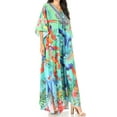 thumbnail image 3 of Sakkas Yeni Women's Short Sleeve V-neck Summer Floral Long Caftan Dress Cover-up - 461 - One Size, 3 of 5