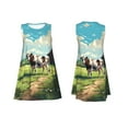 thumbnail image 7 of Daiia Prairie Pasture Cow Print Women's Dresses 2025 Trendy Short sleeve Dresses Casual Baggy Flowy Maxi Sun Dresses, 7 of 7