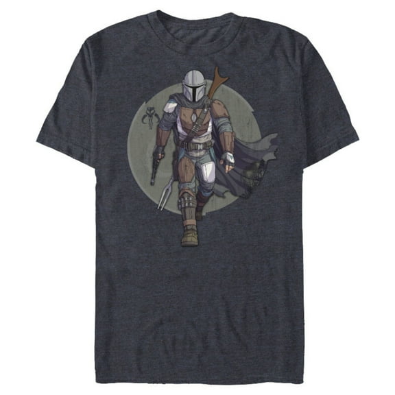 Star Wars The Mandalorian Hero Pose - Short Sleeve Blended T-Shirt for Adults - Customized-Navy Heather