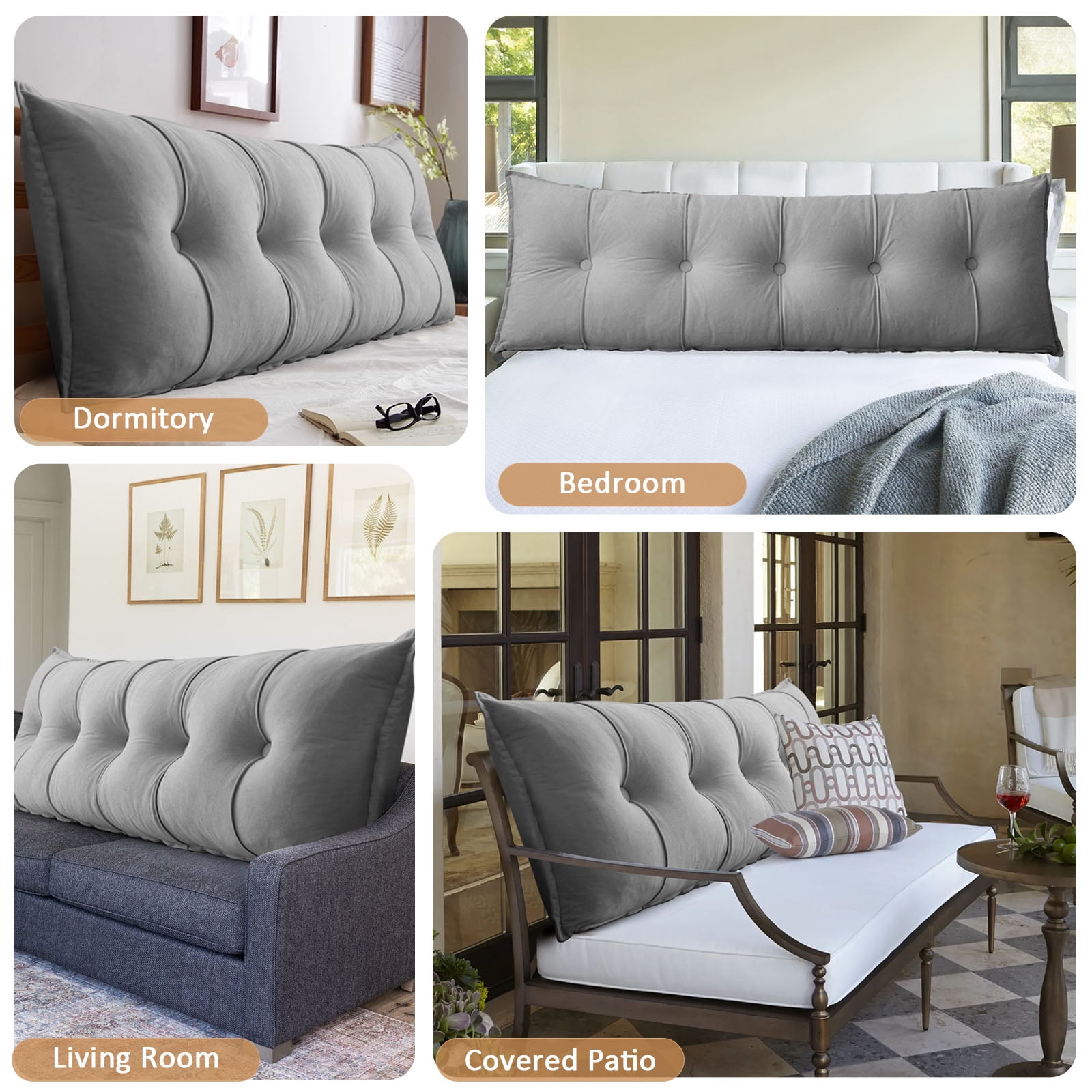 Lovote Headboard Pillow Wedge Pillow Bed Gap Filler Body Positioner Backrest Reading Bolster - Premium Chenille Fabric, Pearl Cotton Filling, Removable Cover (40" x 17.7" x 5.9", Gray)