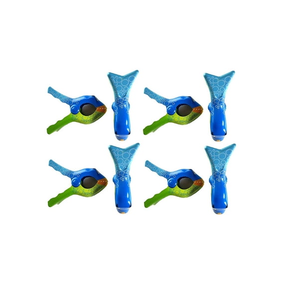 4 Pairs (8 Ct) Bubble Fish Style Beach Towel Holders, Clips, Beach, Patio or Pool Accessories, Portable Towel Clips, Chip Clips, Secure Clips ( 4 Set Per Order )