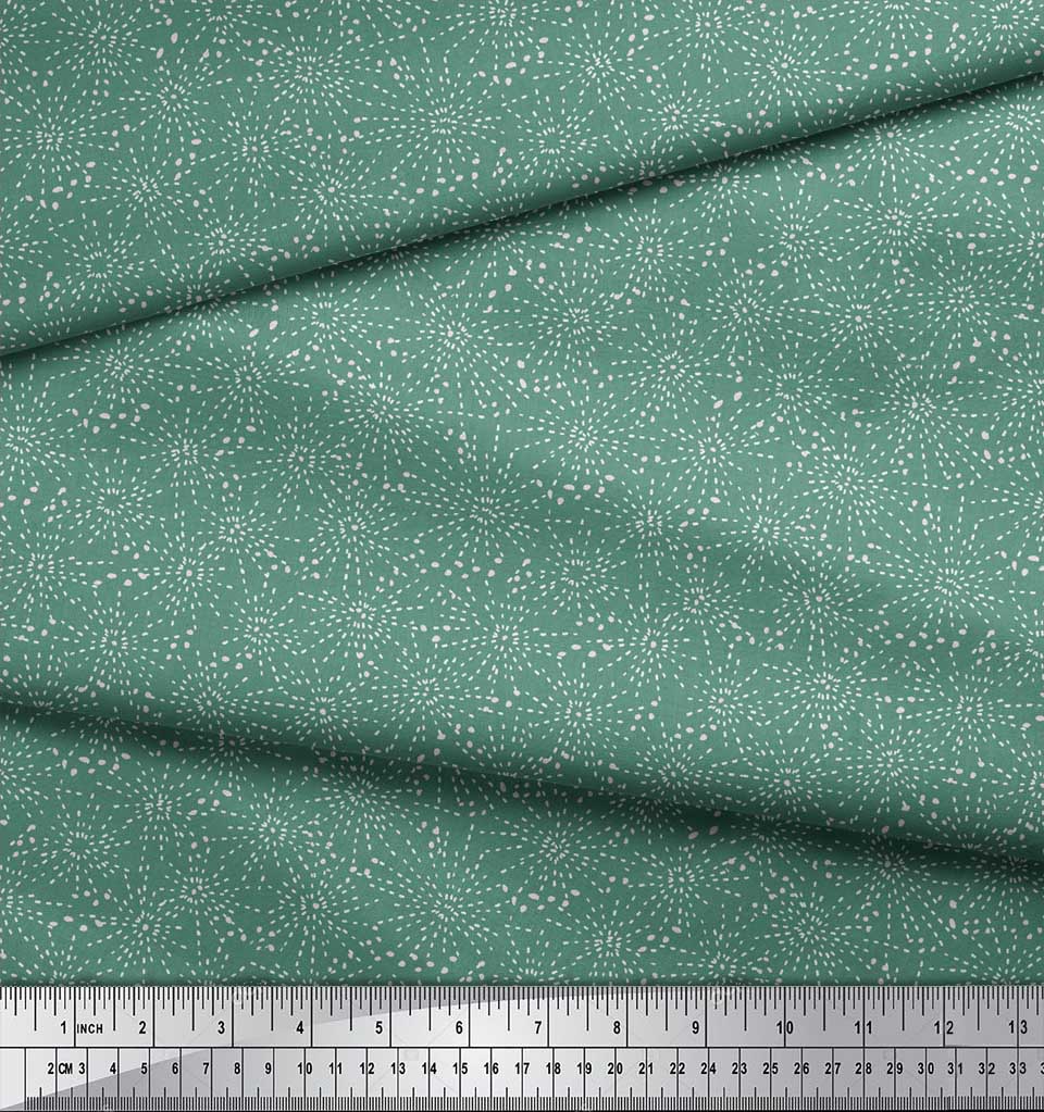 Soimoi Green Velvet Fabric Brush Stroke & Dots Abstract Print Fabric by Yard 58 Inch Wide