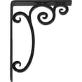 thumbnail image 2 of Ekena Millwork 1 1/2"W x 5 1/2"D x 8"H Avery Wrought Iron Bracket, (Single center brace), Powder Coated Black, 2 of 7