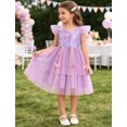 thumbnail image 5 of IBTOM CASTLE Toddler Baby Girls Shiny Butterfly Tutu Dress Princess Birthday Party Pageant Flower Girl Wedding Tulle Dresses 2-6T 2-3T Rainbow Purple, 5 of 7