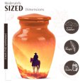 thumbnail image 2 of JAGASY Cowboy Small Urn for Father - Orange Mini Urns for Human Ashes Keepsake - Horse Mountain & Rain Decorative Urns for Ashes for Women - Miniature Cremation Urn for Mom & Dad - (3 Inch), 2 of 7