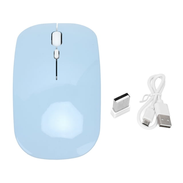 Ratón inalámbrico de 2,4 G, 2 modos, 1600 DPI, ratón óptico portátil con nanorreceptor USB para oficina, hogar, ordenador portátil, teléfono, color azul