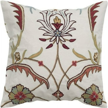 Rizzy Home Floral Ivory Throw Pillow