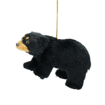 Melrose 4" Furry Standing Bear Christmas Ornament - Black