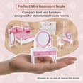 thumbnail image 3 of OLEOCA Family Deluxe Dollhouse Bedroom Set — Bed with Pillows & Bedspread, Piano & Bench, Vanity, Nightstand, Floor Mirror, Chair, Lamp & Coat Stand — Dollhouse Furniture & Accessories for Ages 3+, 3 of 7