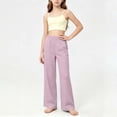 thumbnail image 4 of nerohusy Kids Wide Leg Pants Girls Elastic High Waisted Sports Pants Casual Solid Full Length Leg Pants with Pockets 12-13 Years, 4 of 8