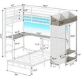 thumbnail image 3 of Torveric Bunk Bed with Hall Tree Twin Over Twin, L-Shaped Gaming LED Bunk Bed with Desk and Storages, Small Space Apartment Furniture Gift White, 3 of 13