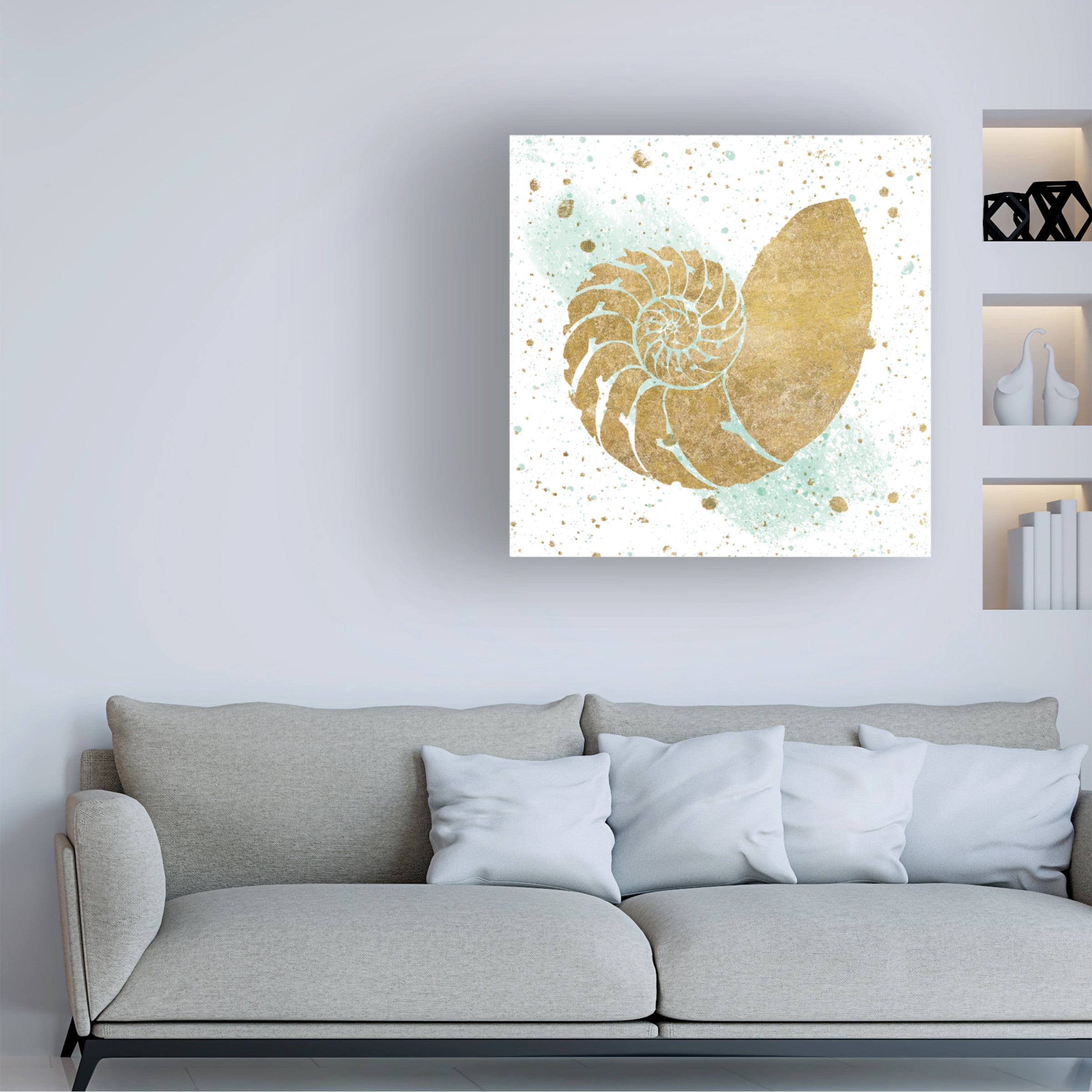 Wild Apple Portfolio 'Silver Sea Life Aqua Shell' Canvas Art