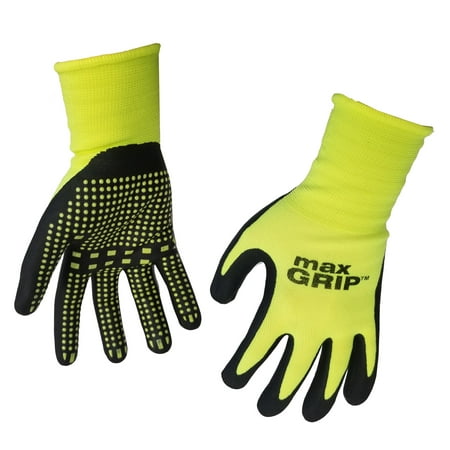 

MidWest Gloves & Gear Unisex 6 Pack Max Grip™ Hi-Viz Yellow Gripper Glove Size LX