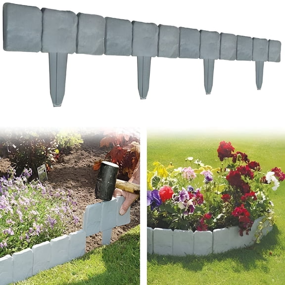 ACDANC Stone Effect Plastic Palisade Fence,Garden Fence Edging,DIY Decorative Flower Grass Bed for Landscaping Walkways,Palisade Trellis