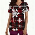 thumbnail image 4 of Wowcloth Women's Short Sleeve V-Neck Scrub Top with Christmas Print Pocket for Healthcare Work and Casual Wear, 4 of 7