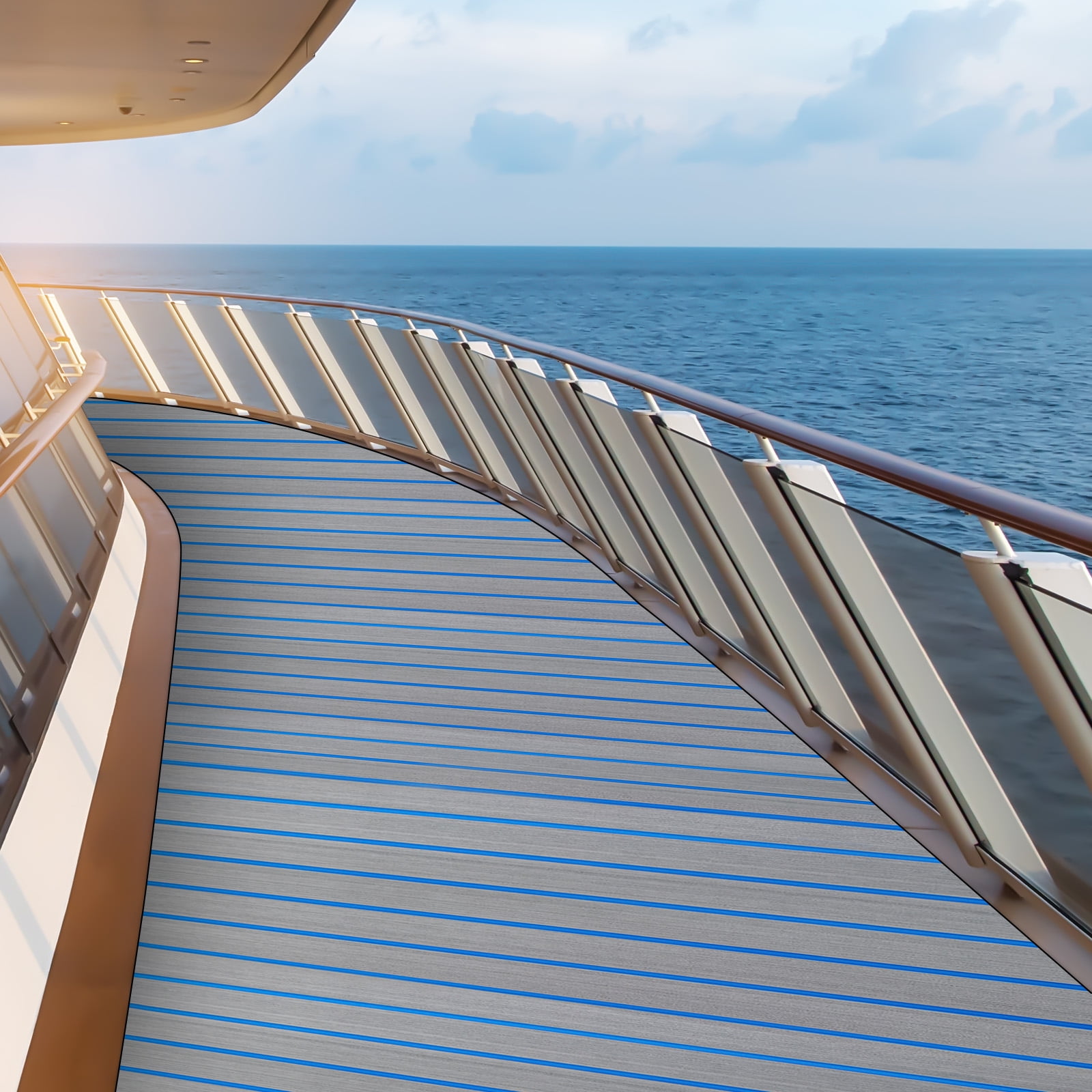 Boat Flooring EVA Foam Decking Sheet Faux Teak Marine Mat Marine Carpet Cooler Tops Seating Non-Slip Self-Adhesive Flooring Material for Motorboat RV Yacht Kayak Swimming Pool 95" x 24"