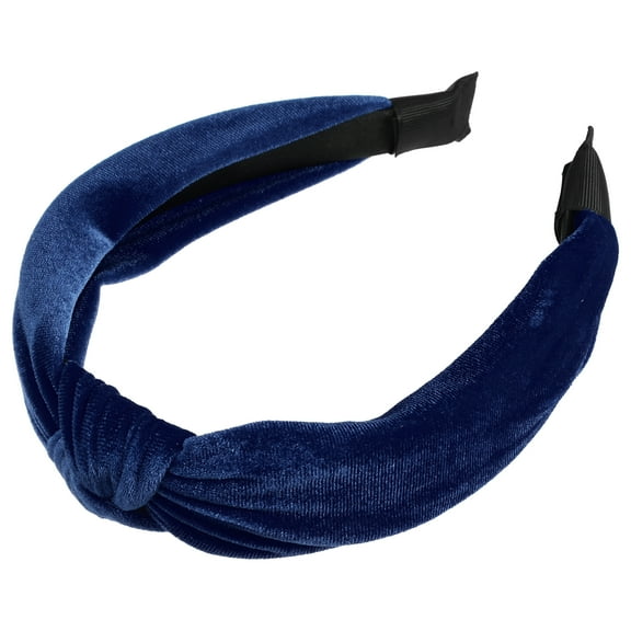Unique Bargains Velvet Knotted Headbands Hairband for Women 1.2 Inch Wide Navy Blue