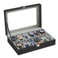 thumbnail image 1 of Caja para relojes SONGMICS de 12 ranuras con tapa de cristal y almohadas extraíbles, 1 of 9