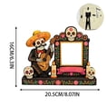 thumbnail image 2 of Dia De Los Muertos Picture Frames, Day of the Dead Altar Frame Set with Mariachi Skeleton, Wooden Ofrenda Style Tabletop Display, Fiesta Decor, 2 of 6
