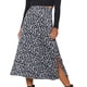 thumbnail image 1 of Falda Larga Casual Falda básica con estampado de leopardo Ranura lateral Traje de fiesta de noche con cremallera para mujer (Negro S) Cgtredaw Para estrenar, 1 of 1
