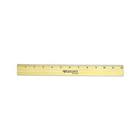 UPC: 0073577052215 | Flat Wood Ruler w/Two Double Brass Edges 12   Clear Lacquer Finish