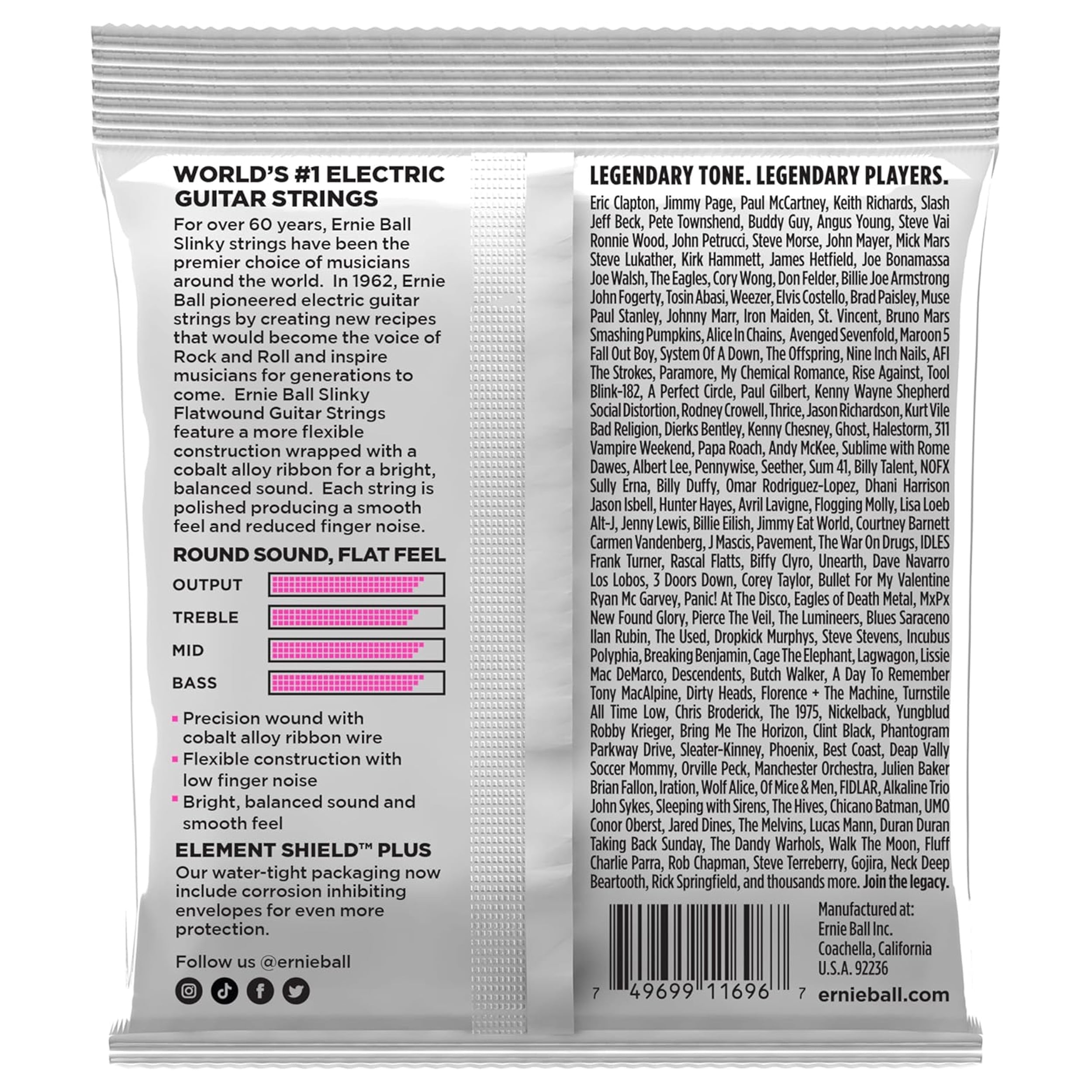 Ernie Ball Slinky Cobalt Flatwound Electric Guitar Strings 9-42 Gauge