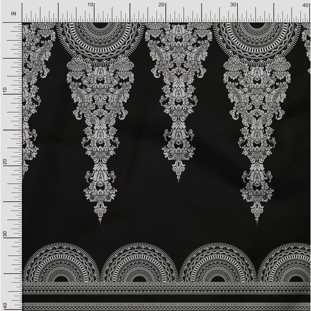 Soimoi Rayon Fabric Floral & Semi Mandala Panel Print Fabric by Yard 56 Inch Wide