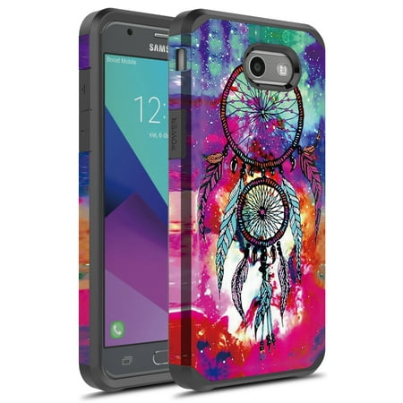 Samsung Galaxy J7 V Case, Galaxy J7 Prime Case, Galaxy J7 Sky Pro Case, Galaxy J7 Perx Case, Galaxy Halo Case, Rosebono Hybird Shockproof Graphic Case for SM-J727 (Dream Catcher)