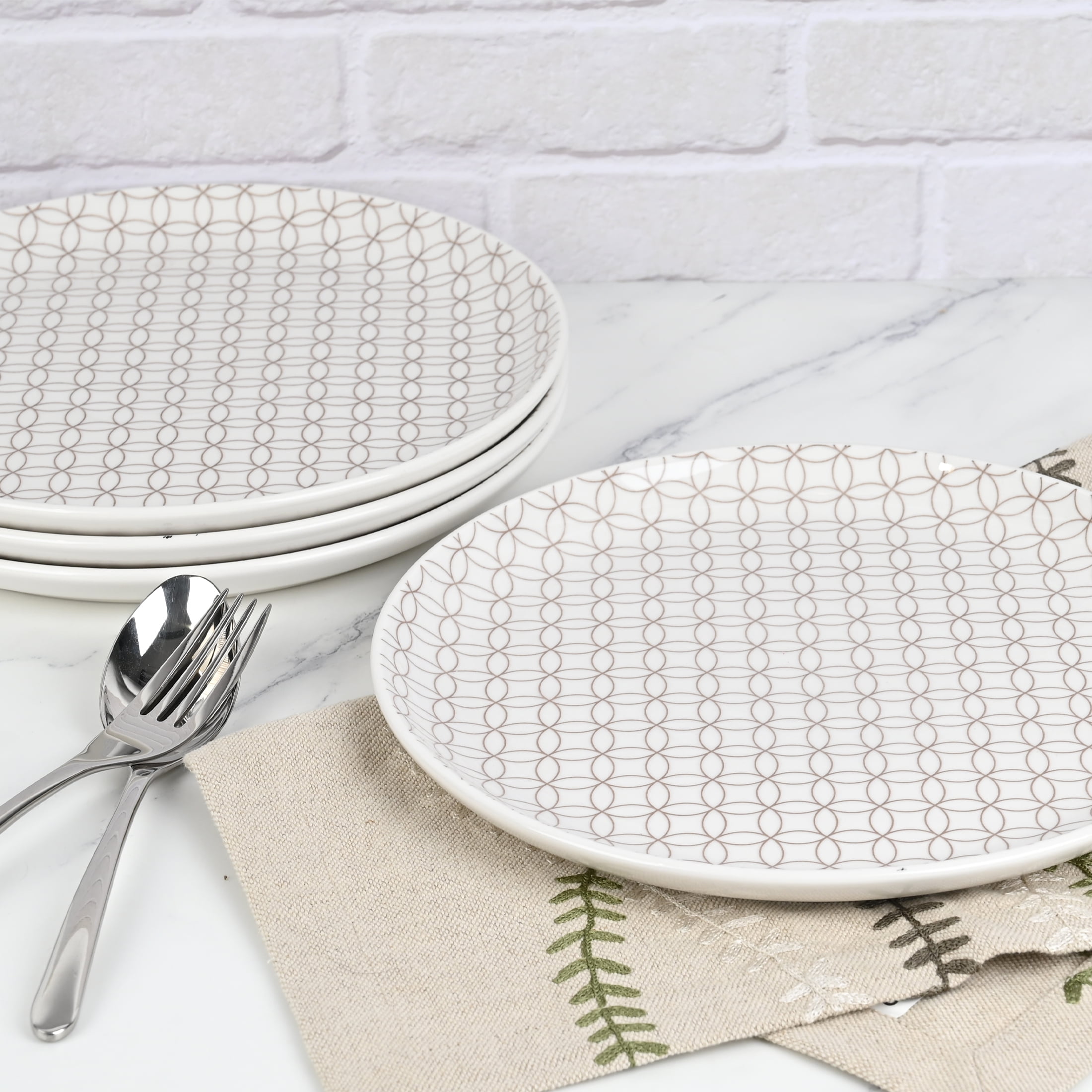 Mainstays Alessandra Brown 4-pack Stoneware Dinner Plate Set, 10.2", MS DINNER PLATE BROWN