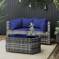 thumbnail image 1 of vidaXL 3 Piece Garden Lounge Set with Cushions Grey Poly Rattan, 1 of 5