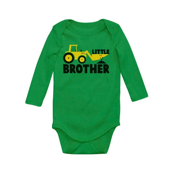 Little Brother Tractor Loving Boys Baby Long Sleeve Bodysuit 12M Green