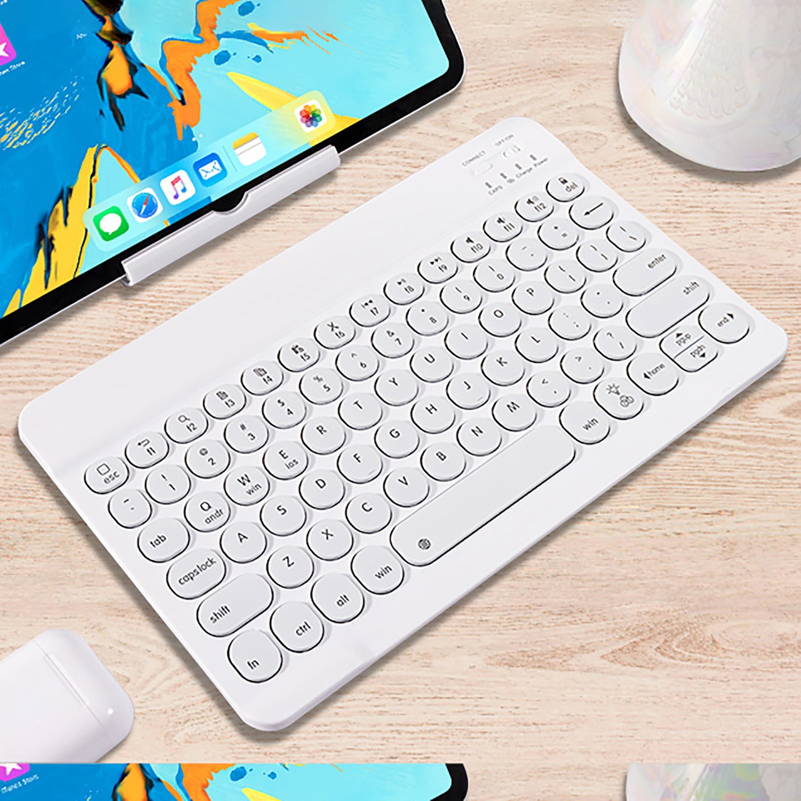 Portable Wireless Bluetooth Keyboard, 7-Color Backlit Rechargeable Keyboard for iPad Android Tablet PC Laptop