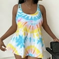 thumbnail image 2 of Plus Size Swimsuit for Women Summer Fashion Beach Tie Dye Printed Vest Shorts Split Plus Size Tankini Swimwear Blue, 2 of 4