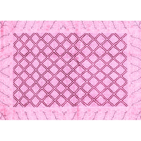 Ahgly Company Indoor Rectangle Abstract Pink Modern Area Rugs, 5' x 8'
