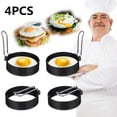thumbnail image 1 of Four Frying Pans Steel Nonstick Shaper Round Rings Egg Stainless Pancakes Ring Handle Kitchen，Dining Bar Black, 1 of 7