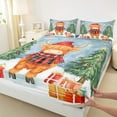 thumbnail image 3 of Manfei Farm Highland Cattle Twin Sheet Sets,Chic Christmas Tree Twin Fitted Sheet,Brown Green Blue Flat Sheet For Children,Luxury Bedroom Decor,3-Piece, 3 of 7