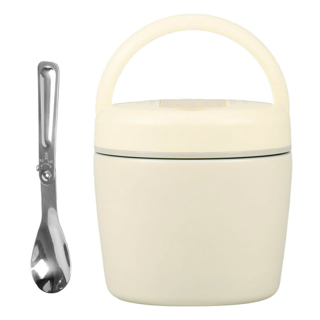 Wekvgz 1200ml Food Flask Stainless Steel Insulated Food Jar 2 Layer Hot Food Container with Folding Spoon Portable Thermal Food Jar Vacuum Thermal Food Container for School Office